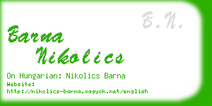 barna nikolics business card